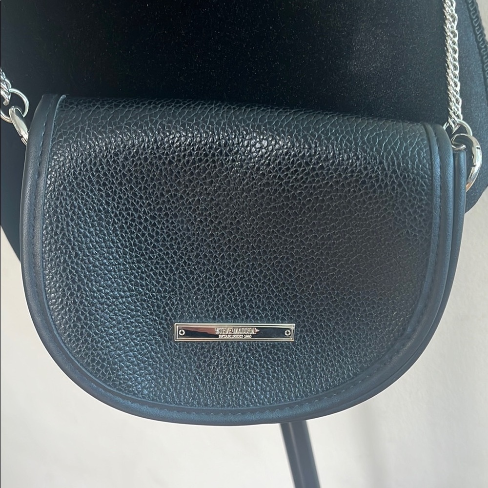 Steve Madden Black Crossbody Bag with Silver Strap